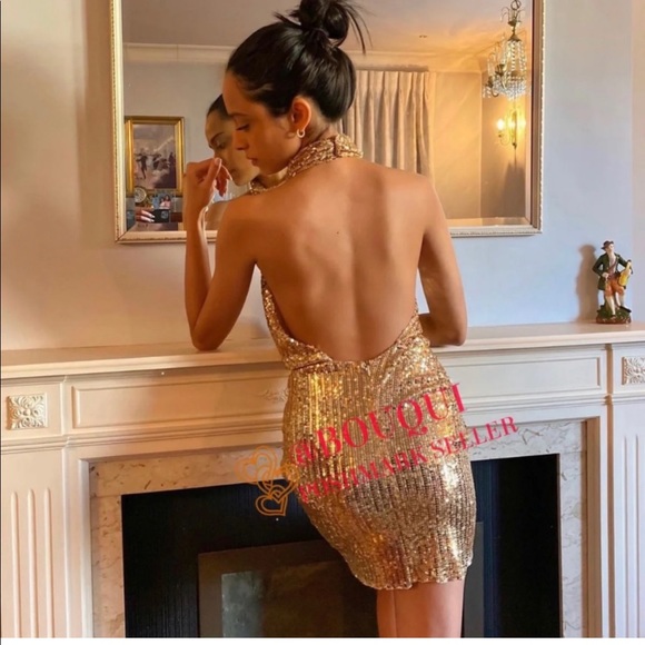 ZARA GOLD SEQUIN DRESS - Picture 12 of 14